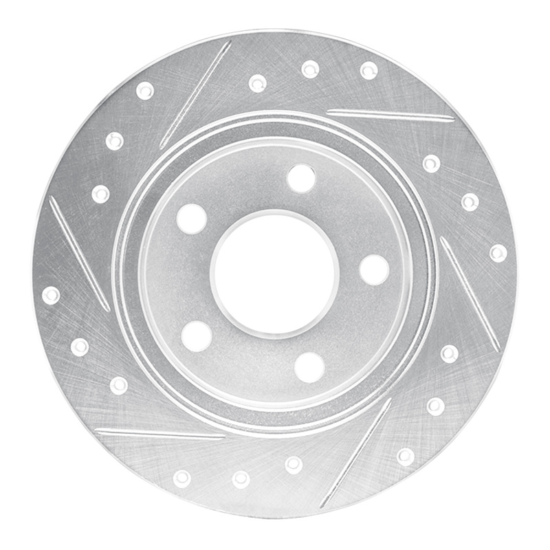 Ford Taurus SHO Brake Rotor (1) - Rear Right - R1 Concepts - Drilled & Slotted - Silver - `93-`05